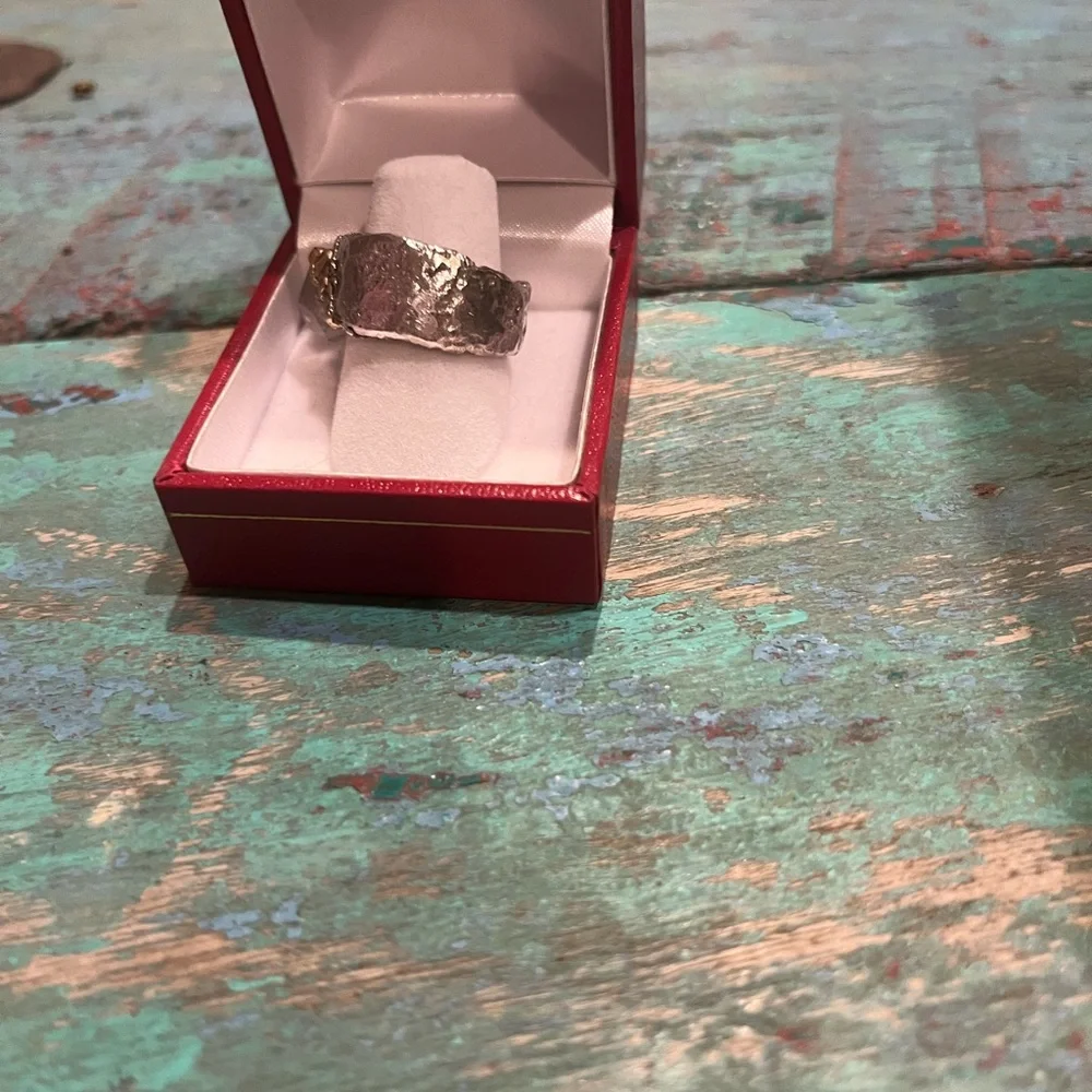 Talisman Ring - silver ring with Herkimer diamond in gold-plated setting. Size 8 - Picture 6 of 9